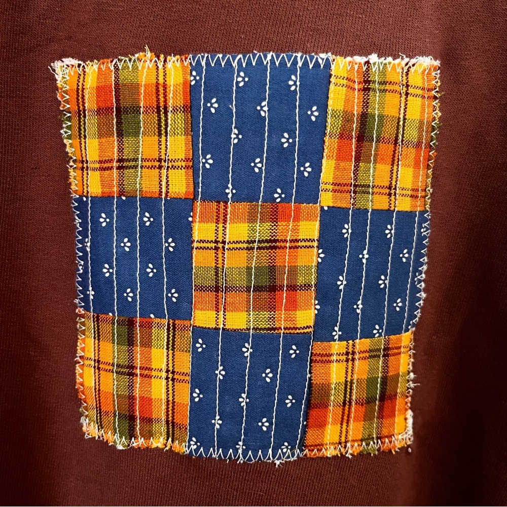 Quilted Patchwork Maroon Sweatshirt - image 6